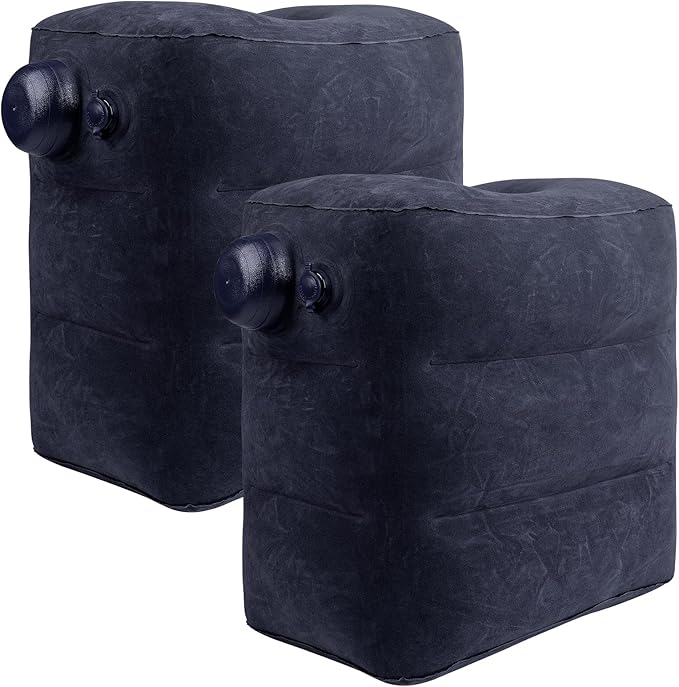 2 Pack Inflatable Foot Rest for Air Travel,Airplane Travel Foot Rest Adjustable Height,Car/Airplane,Footrest Pillow with Pump for Office,Airplane,Train,Cars,Home