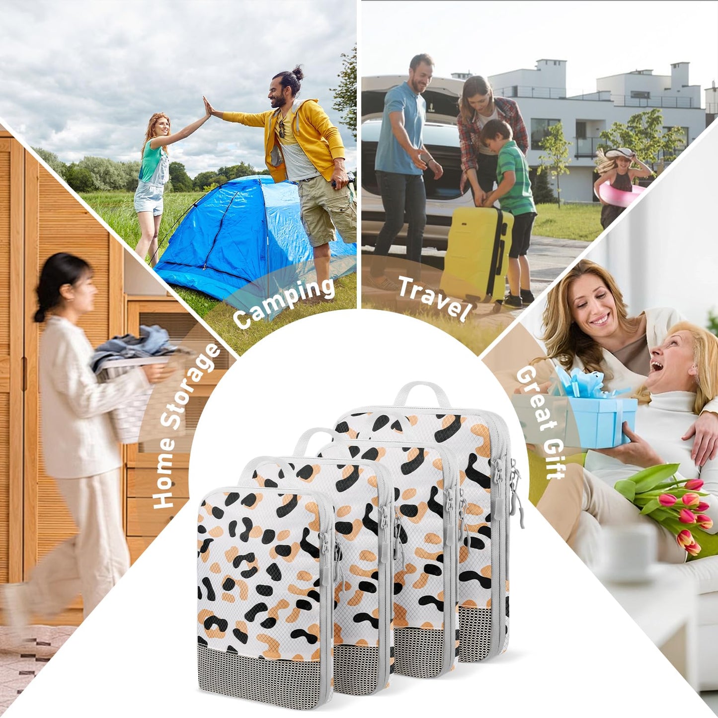 Compression Packing Cubes for Travel 4 Set Luggage Packing Organizer Bag Compressible Expandable Organizer Cubes For Carry On Luggage Suitcase Travel Essentials Accessories for Women Men