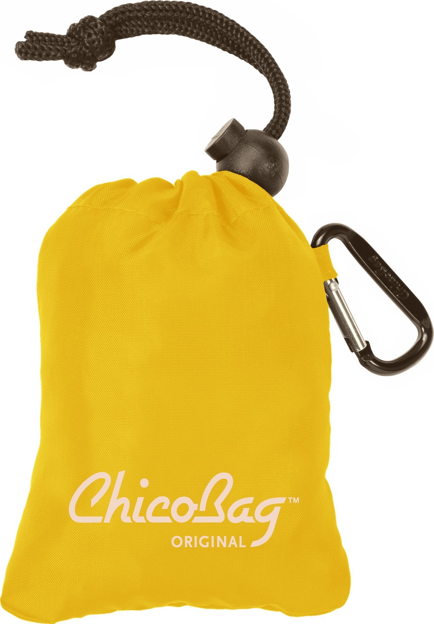 ChicoBag Original Compact Reusable Grocery Bag w/Attached Pouch and Carabiner Clip | Perfect for Shopping, Travel, Organization | Eco-Conscious Packable Tote | Buttercup (Pack of 1)