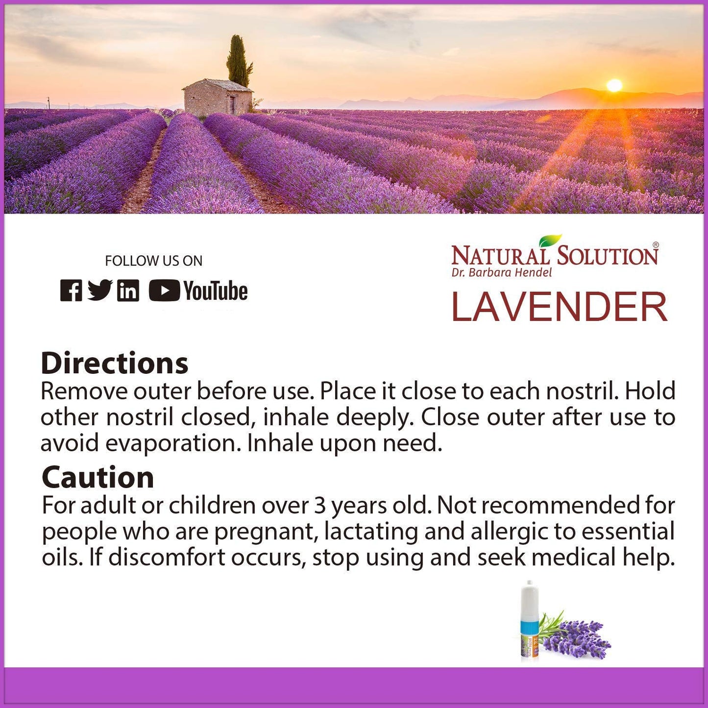 Natural Solution Himalayan Salt Inhaler, Help Clear Congestion, Boost Focus and Improve Breathing with Relaxing & Refreshing Lavender Aromatherapy, Pack of 3