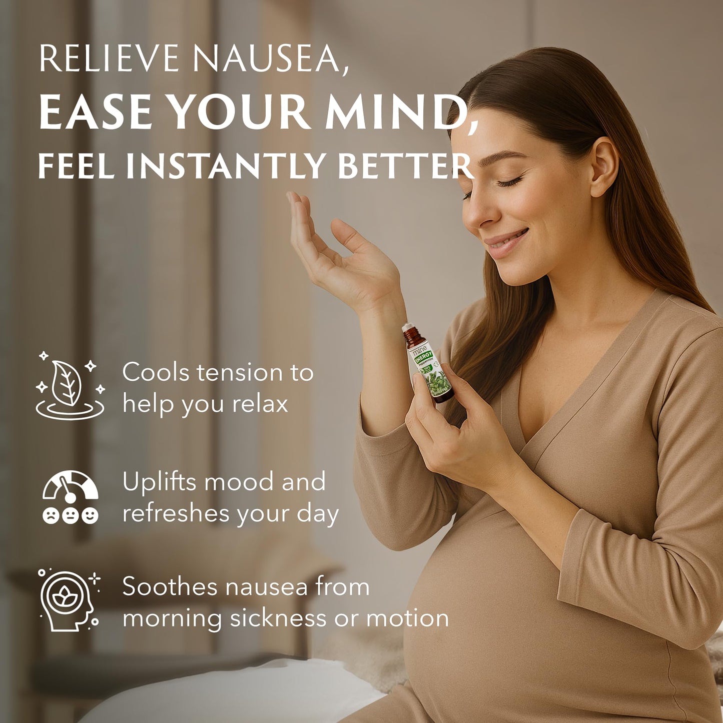 Mine Peppermint Essential Oil - Peppermint Oil Roll On, Pregnancy Nausea Relief & Morning Sickness Relief for Pregnant Women - Pregnancy Must Haves