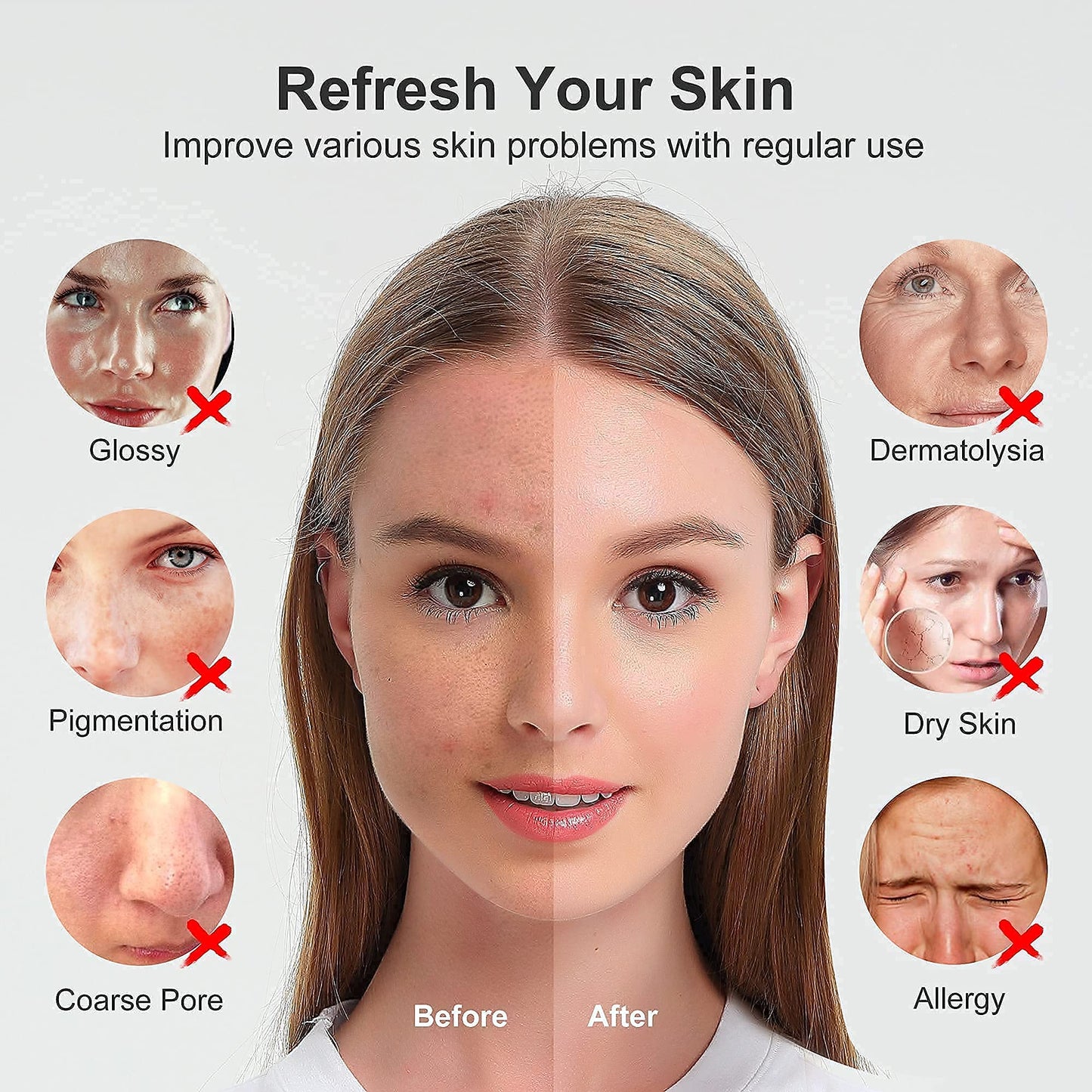 Newbealer Facial Steamer, Mini Aroma Face Steamer, Nano Ionic Hot Mist Facial Humidifier Atomizer, Home Sauna Spa Sprayer Moisturizing Cleansing Pores, 9 Pieces Acne Remover Kit (Pink-Gold, 160ml)