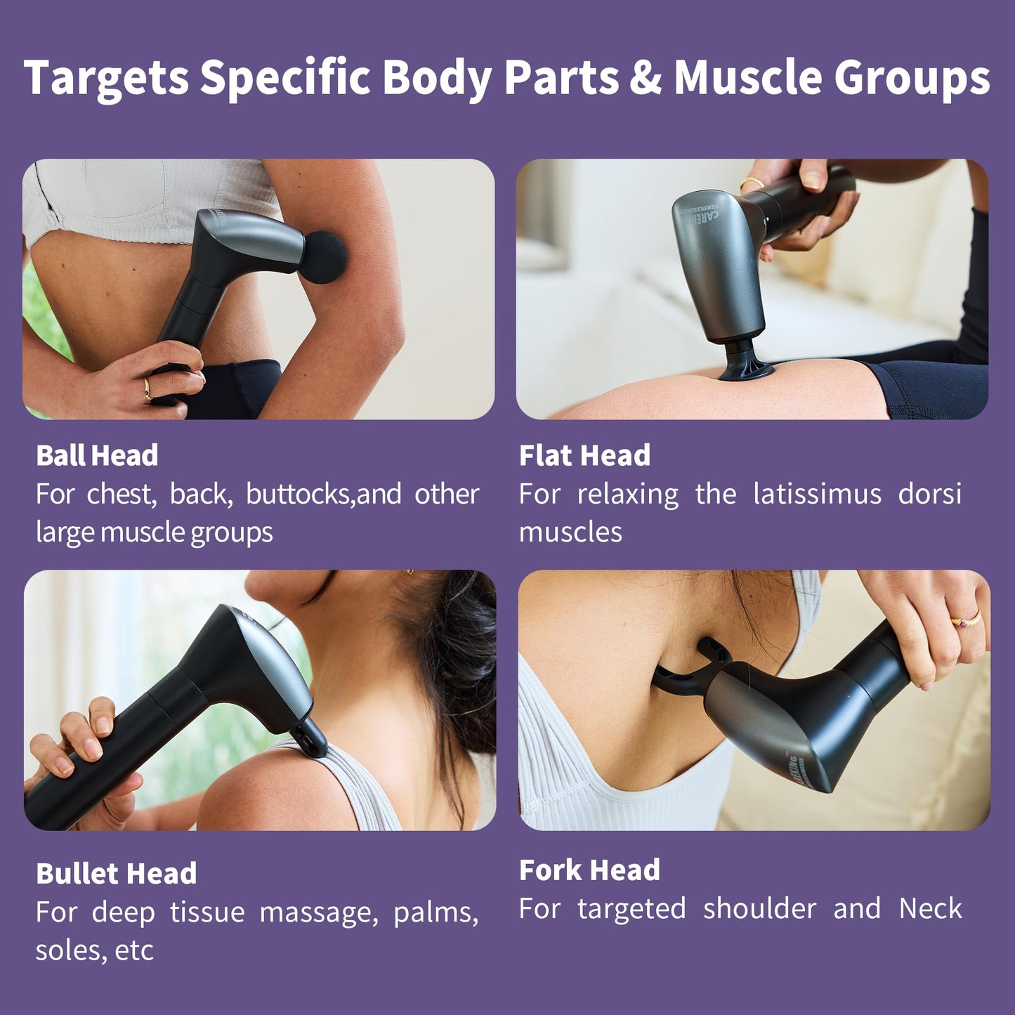 CAREKING 2-in-1 Detachable Muscle Massage Gun Deep Tissue with 20'' Extension Handle, Back and Neck Massager for Pain Relief, Handheld Massager for Shoulder Lower Back Leg Waist, FSA-HSA Eligible