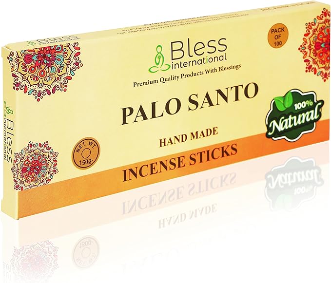 Bless-Palo-Santo 100%-Natural-Handmade-Hand-Dipped-Incense-Sticks Organic-Chemicals-Charcoal-Free Purification-Relaxation-Positivity-Yoga-Meditation Best-Woods-Scent (100 Sticks (5.25 OZ))