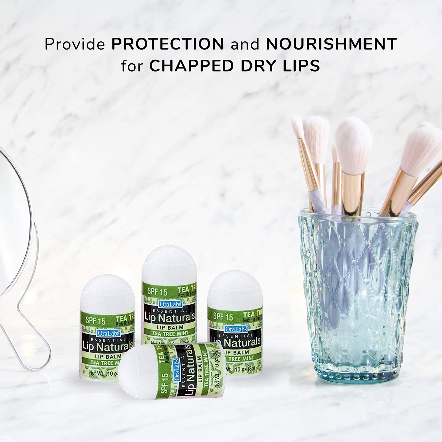 Lip Naturals® | Mini Tea Tree Balm with Sunscreen (SPF-15) | Made in USA with Coconut Oil, Tea Tree Oil, and Peppermint Oil | 12-Count Mini Lip Balm Pack with Tea Tree Mint Flavor (0.10oz/3g Each)