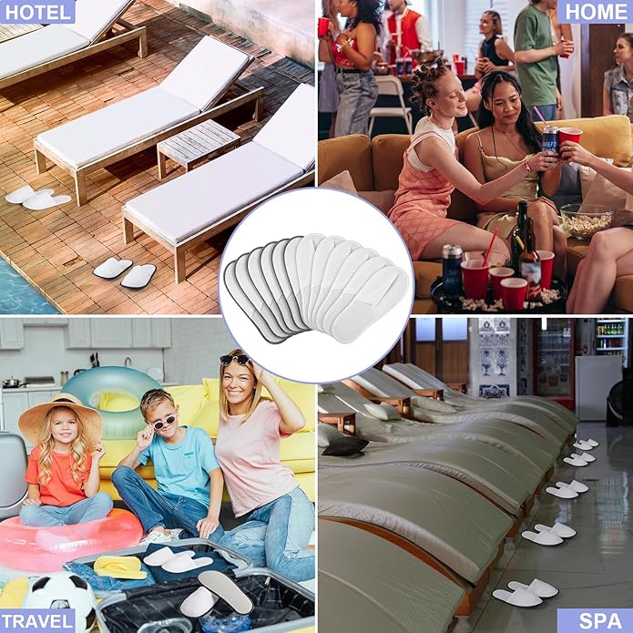 JaGely 120 Pairs Bulk Disposable Slippers Non Slip Hotel Spa Slippers Fluffy Closed Toe for Home Indoor Wedding Travel Party Guests Men Women