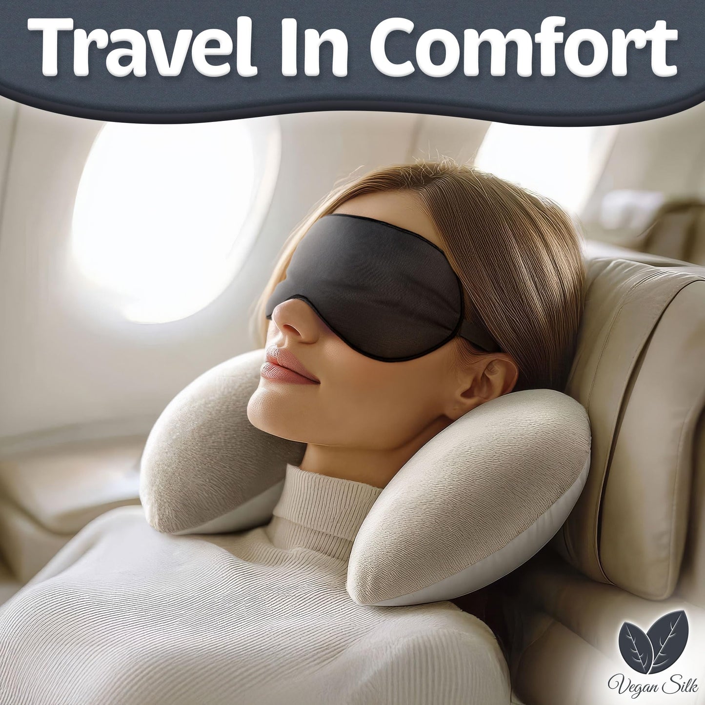 Vegan Silk - Sleep Mask - Black, 100% Tencel - Eye Mask - Blackout Blindfold for Women & Men - Reusable Eye Cover for Travel - Comfortable, Lightweight & Contoured Sleeping Shades