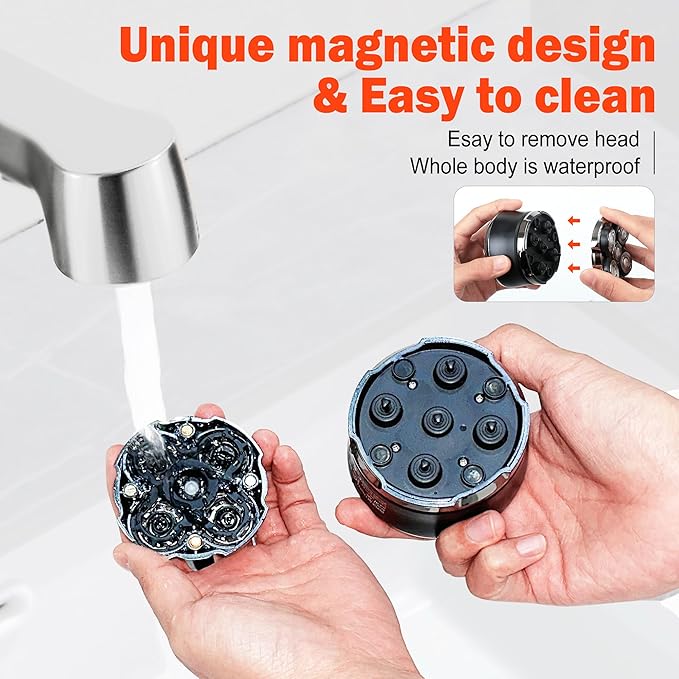 5D Head Shaver for Bald Men, IPX7 Waterproof Electric Shaver with LED Display, 2-Speed Cordless Rotary Razor for Face Nose Beard, Wet/Dry USB-C Charging Gift for Men