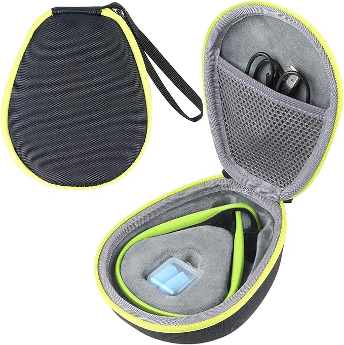 co2CREA Hard Case for SHOKZ New OpenRun Pro 2/1, OpenRun, OpenMove, OpenSwim Pro, OpenSwim, Compatible with All SHOKZ Open-Ear Bone Conduction Sport Headphones, Black Case + Ivy Green Zipper