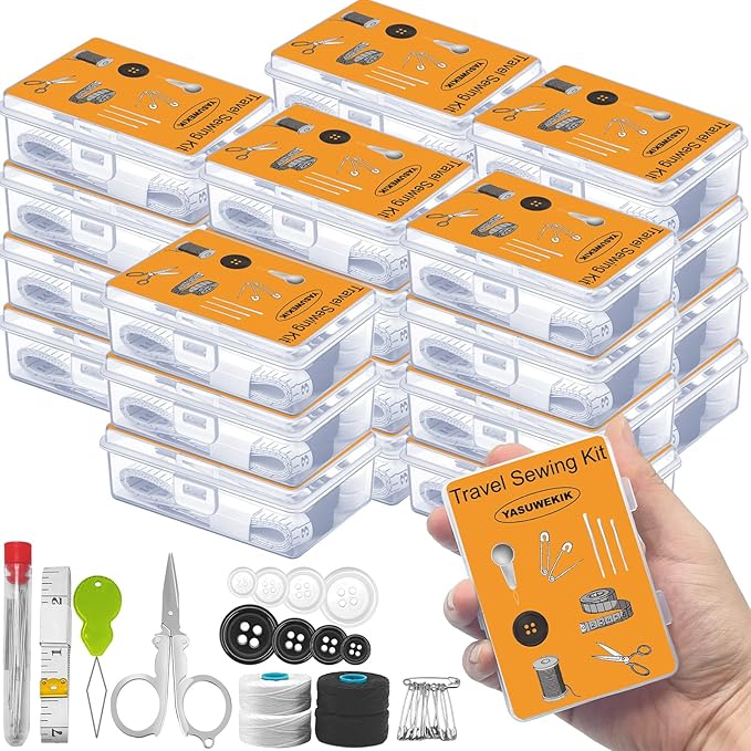 12 Pack Mini Travel Sewing Kits Bulk Small Emergency Sewing Kits Outdoor Survival Military Sewing Kits with Case for Wedding Operation Christmas Shoebox Stocking Stuffer Gift