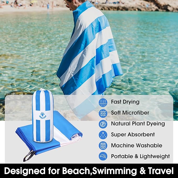 4Monster Microfiber Beach Towel Quick Dry,Super Absorbent Lightweight Travel Towel for Swimmers, Sand Free Camping Towel, Beach Towels for Pool,Swim,Water Sports,Yoga