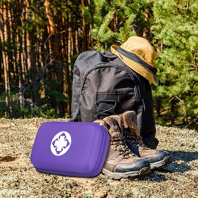 276PCS Compact Small First Aid Kits for Home Businesses Urgent Essential Mini First Aid Kit Travel Size Car Emergency Supplies Kit for Hiking Boating Skating, Purple AMORNING