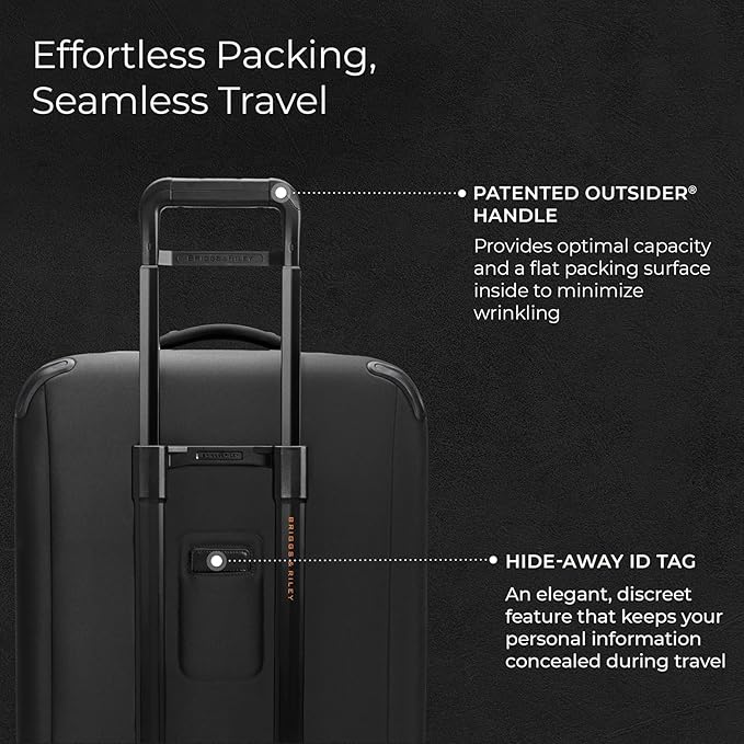 Briggs & Riley 26" Medium Expandable Spinner - Checked Luggage for Travel, Suitcases with Wheels, Softside Rolling Bag for Men & Women - ZDX Collection, Black