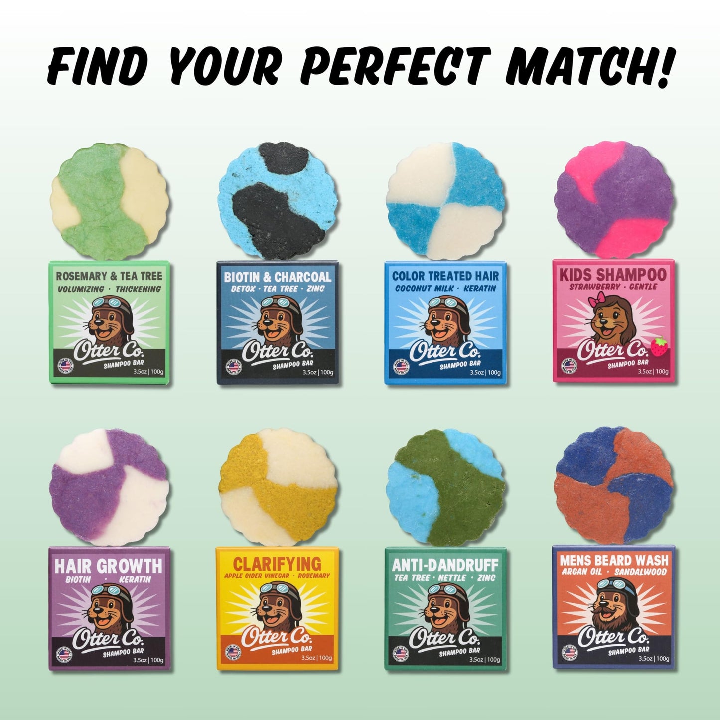 Otter co. Tea Tree and Rosemary Volumizing and Thickening Shampoo Bar - Olive Oil, Green Tea, Nettle, Zinc – Vegan, Sulfate Free & Non Toxic – Women and Mens Shampoo, All Hair Types, Made in USA