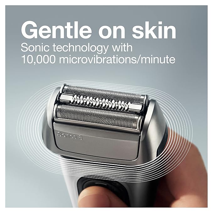 Braun Electric Razor for Men, Series 8 8457cc Electric Foil Shaver with Precision Beard Trimmer, Cleaning & Charging SmartCare Center, Galvano Silver