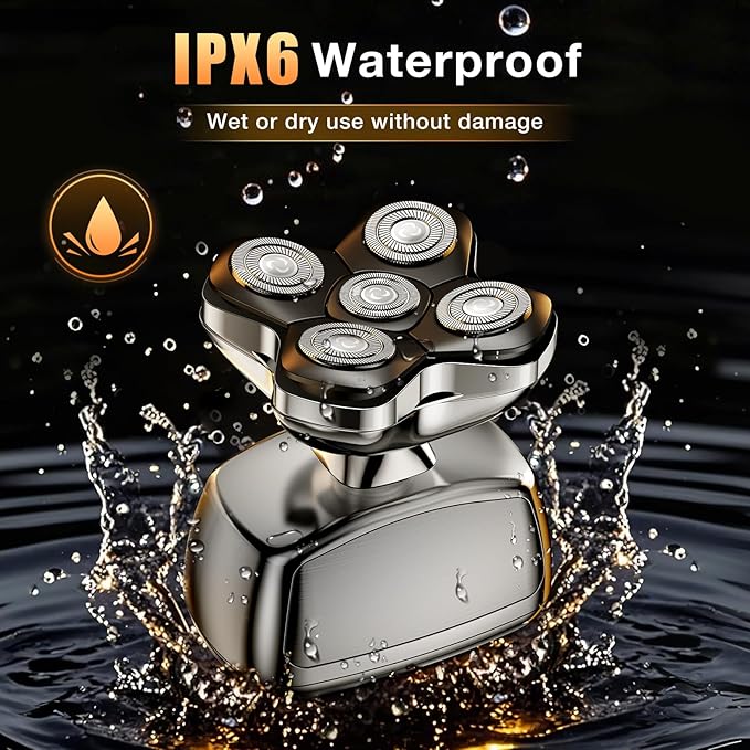 5D Head Shavers for Bald Men - 6 in 1 kensen Upgraded Magnetic Head Body Shaver for Mens, Wet/Dry Bald Head Shavers for Men IPX6 Waterproof LED Display with USB-C Charge Head Razors for Bald Mens Gift