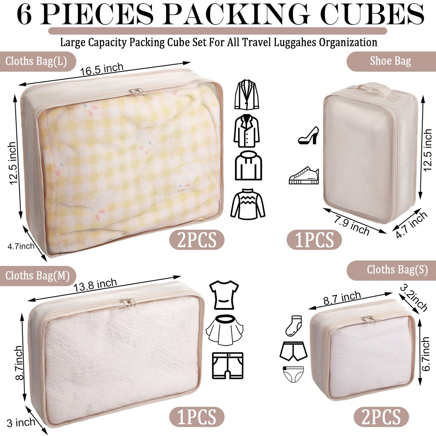 Shappy 12 Set Packing Cubes Luggage Organizer Bags Travel Luggage Suitcases Organizers Luggage Cubes with Shoe Bag