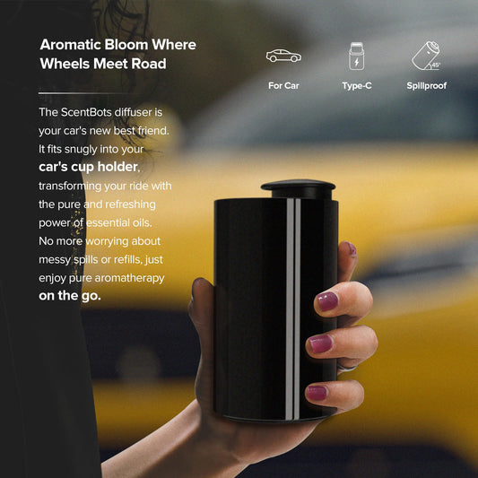 Waterless Essential Oil Diffuser for Home Aromatherapy Car Nebulizing Diffuser Battery Operated 5-20mL Mini Scent Air Machine Up to 600 Sq.Ft. 4 Countdown Timers 3 Mist-Level (AN7 Black)