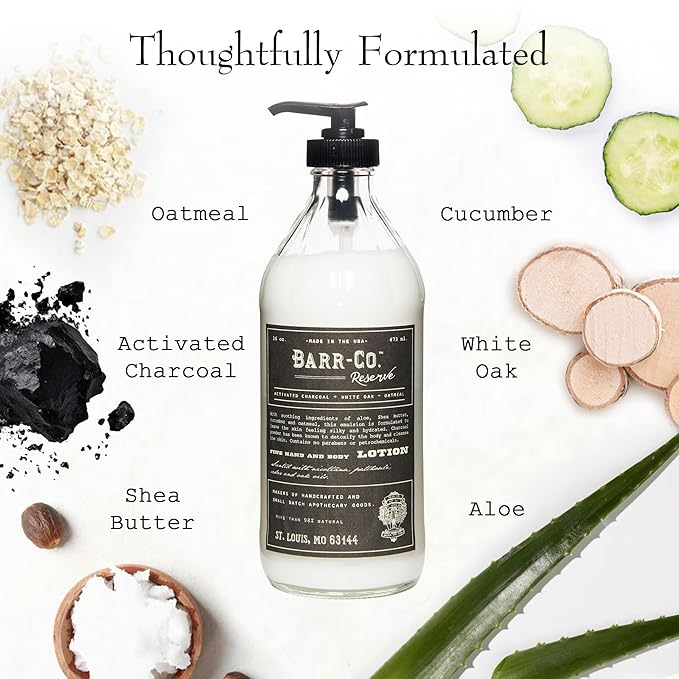 BARR-CO. Reserve Scent Shea Butter Lotion, Earthy Tobacco Scent with Woody Notes, Shea Moisturizing Lotion for Sensitive Skin, 16 fl oz