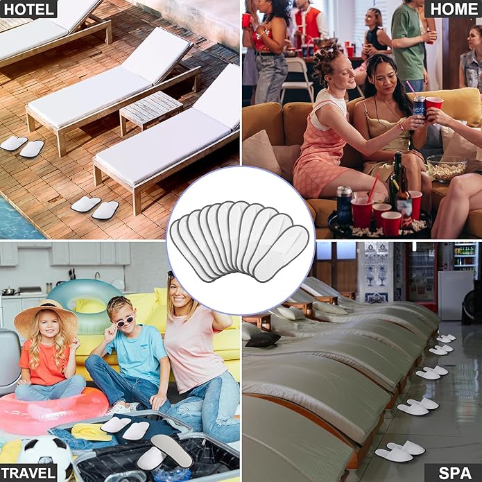 JaGely 120 Pairs Bulk Disposable Slippers Non Slip Hotel Spa Slippers Fluffy Closed Toe for Home Indoor Wedding Travel Party Guests Men Women