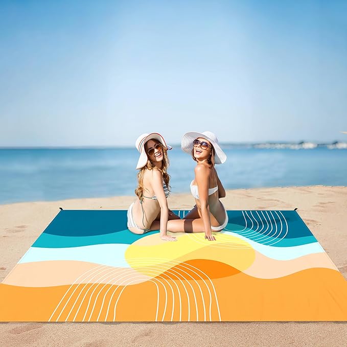 Beach Blanket, Waterproof Sandproof Beach Mat Lightweight Outdoor Picnic Blanket for Travel, Camping, Hiking