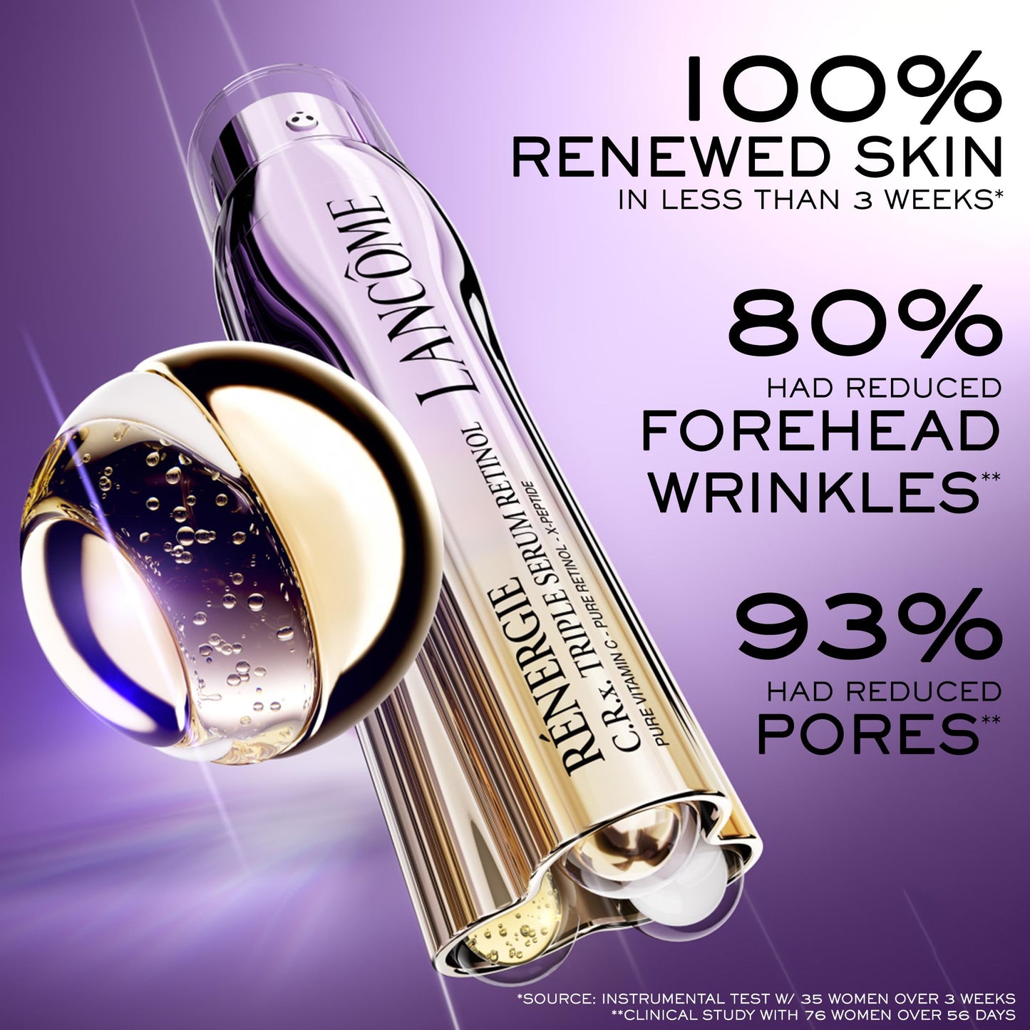 Lancôme Rénergie C.R.x. Triple Serum Retinol - Anti-Aging Serum With Pure Retinol, Pure Vitamin C, X-Peptide - Target Wrinkles and Pores - All Skin Types, including Sensitive 0.67 Fl. Oz.