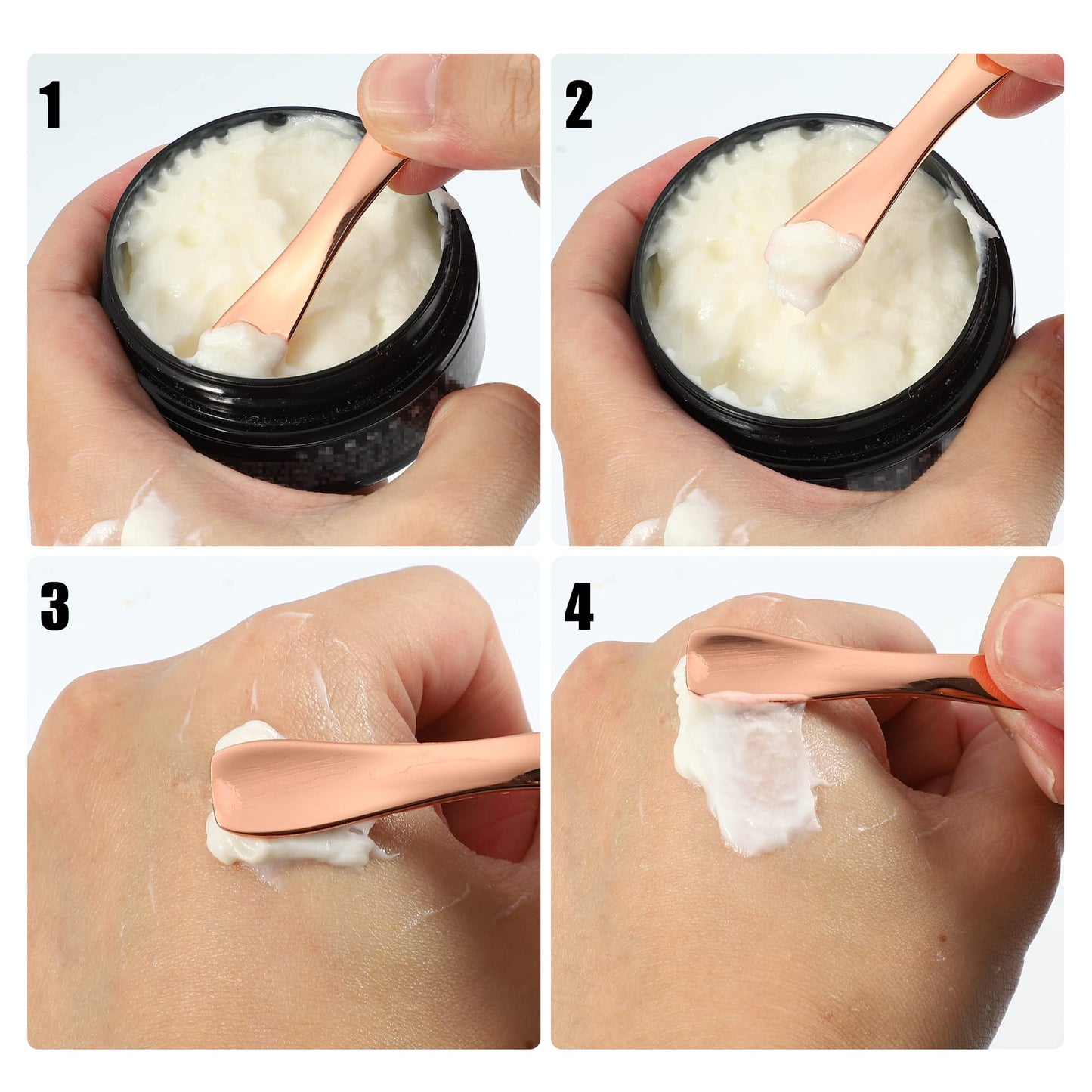 VOCOSTE 3 Pcs Makeup Spatula Mini Spoon, Eye Cream Massage Sticks Beauty Scoop, for Facial Cosmetic Face Cream, Zinc Alloy Heart Shape 2.36"x0.49", Gold Tone