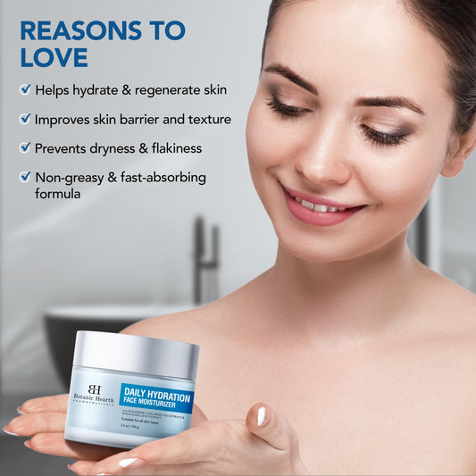 Botanic Hearth Daily Hydration Moisturizer With Hyaluronic Acid, Green Tea Extract | All Skin Type | 3.5 Fl Oz | 100 G