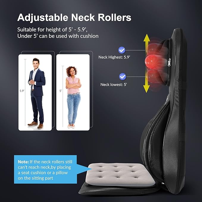 COMFIER Neck Back Massager with Heat, Shiatsu Massage Chair Pad 2D/3D Kneading & Compression Massager, Full Body for and Back,Shoulder,Thighs,Gifts Mom,Dad, Black, 1.0 Count Father