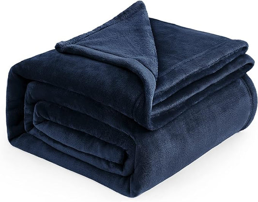 Bedsure GentleSoft Navy Blue Fleece Blankets King Size - Bed Blanket Soft Lightweight Plush Cozy Fuzzy Luxury Microfiber, 108x90 inches