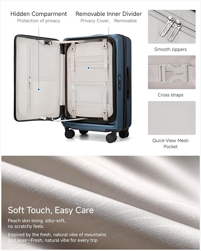 Checked Luggage Top Opening, FLO-Lite Expandable Polycarbonate Hard Shell Suitcase with Wheels(FLT, Blue, 24 Inch, 63L-70L)