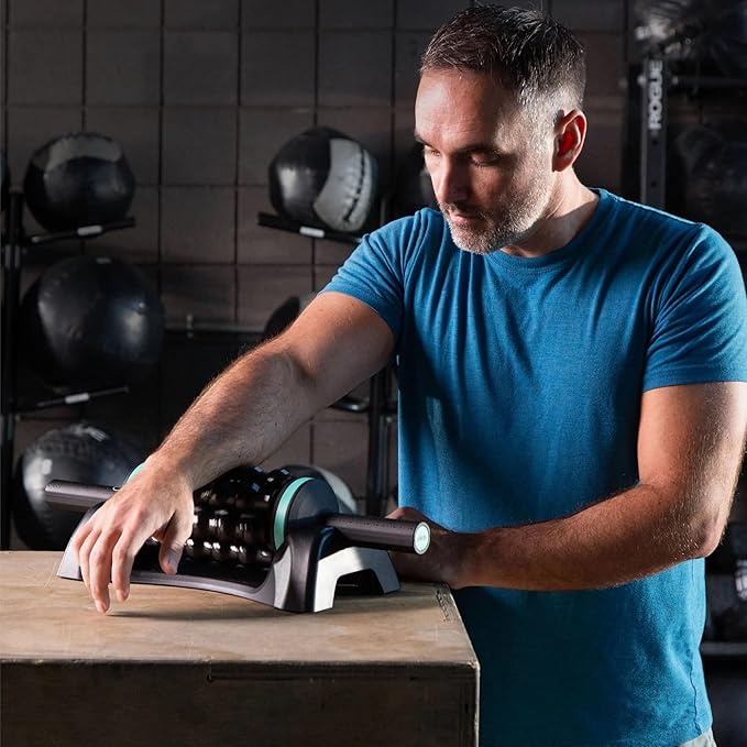 Chirp RPM Rolling Percussive Massager – Deep Tissue Muscle Massager and Back Roller with Hands-Free Base, Rechargeable Leg Massager Roller, 5-Speed Massage Roller Stick for Legs, Foot & Calf Massager