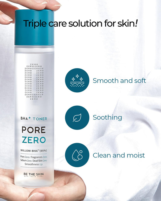 BE THE SKIN BHA+ Pore Zero Daily Exfoliating Toner - Pore Refining Korean Face Toner for Acne Prone Skin - Salicylic Acid for Pores and Sebum, 5.07 fl.oz.