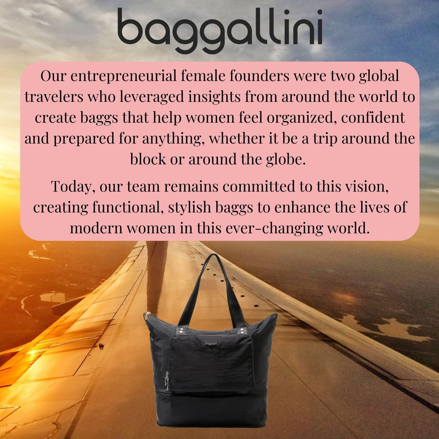 Baggallini Women's Carryall Expandable Packable Tote, Black