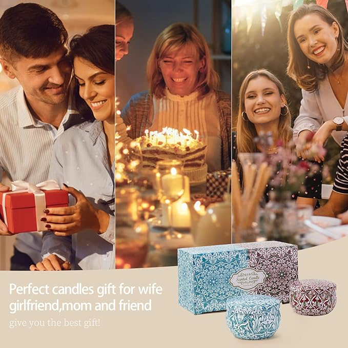 Scented Candles Gift Set 2 Pack 2.5 oz Relaxing Aromatherapy Candles for Home Scented, Stress Relief Candles Gifts for Women, Natural Soy Wax Candles Gift for for Her, Mom, Friends