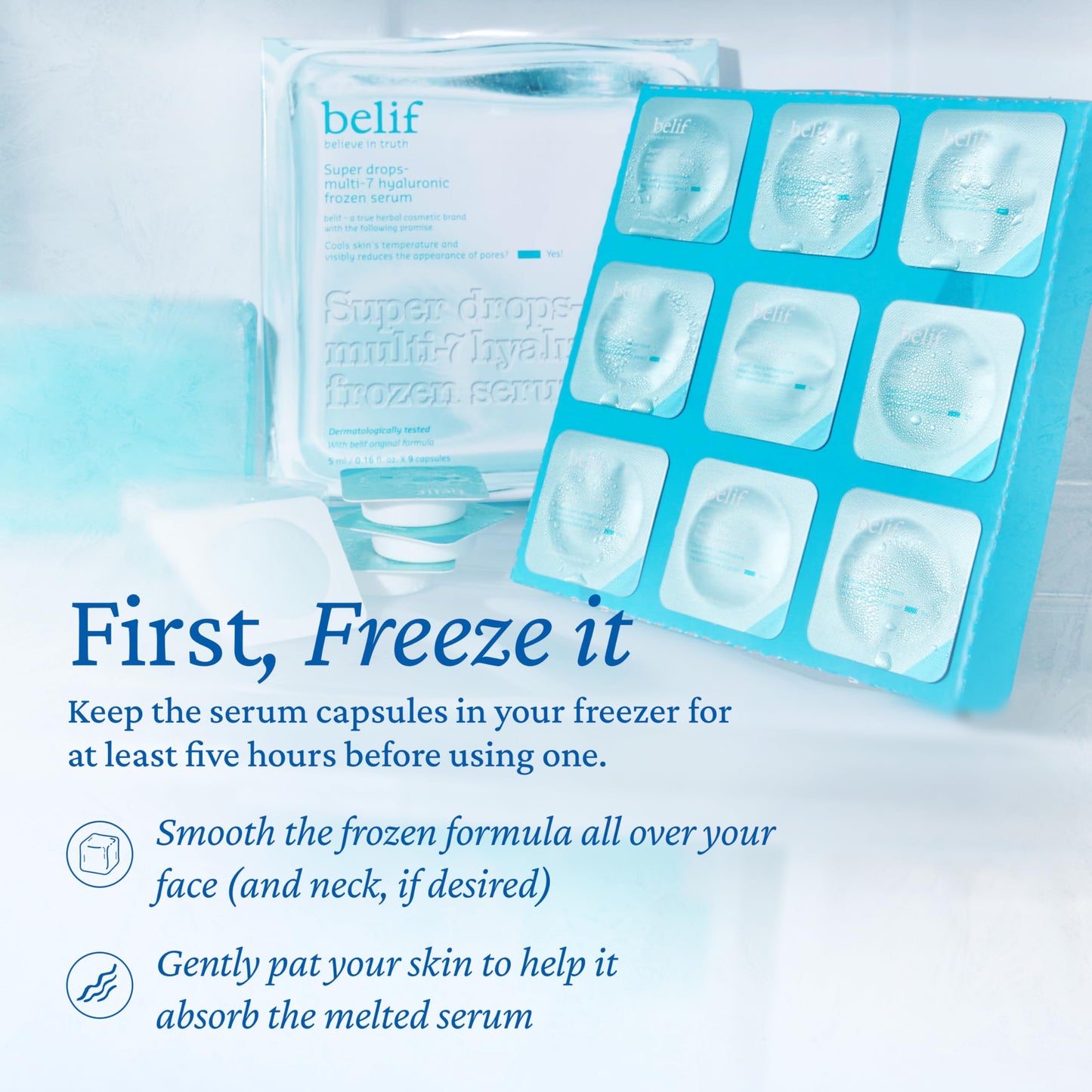 belif Super Drops Multi-7 Hyaluronic Frozen Serum - Hydrating, Soothing, Depuffing Serum with Peptides & Caffeine, Enhances Skin Elasticity, Korean Skincare, 5mlx9EA