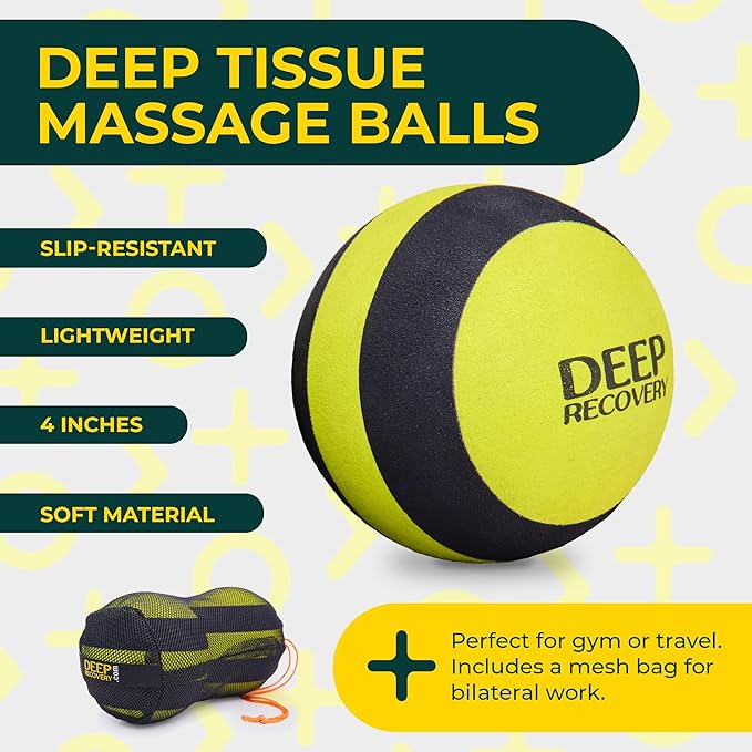 4-Inch Firm Yoga Deep Tissue Massage Ball Set – Myofascial Release Balls for Feet, Back, Neck, Legs & Arms – Trigger Point & Mobility Therapy (2-Pack)