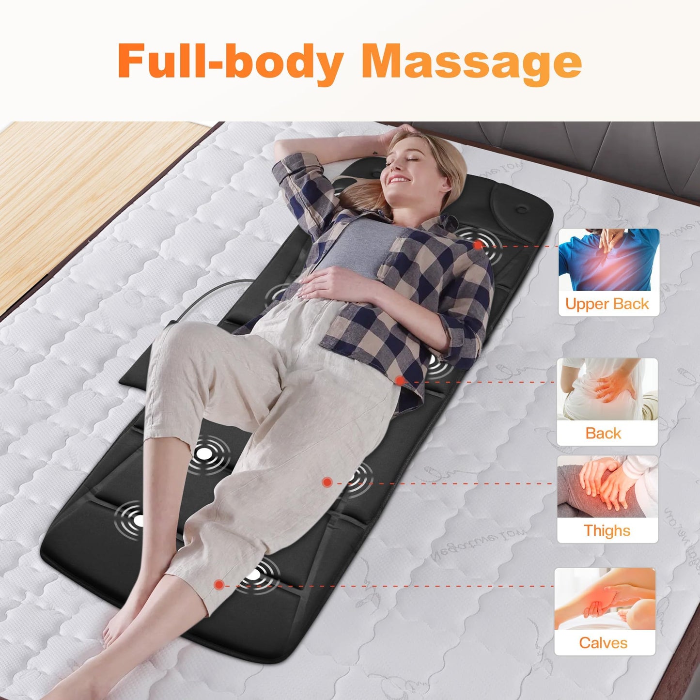 CILI Full Body Massage Mat with Heat, Vibration Back Massage Pad, Full Body Massager for Neck Back Pain, Massage Mattress Pad, Gifts for Men Women