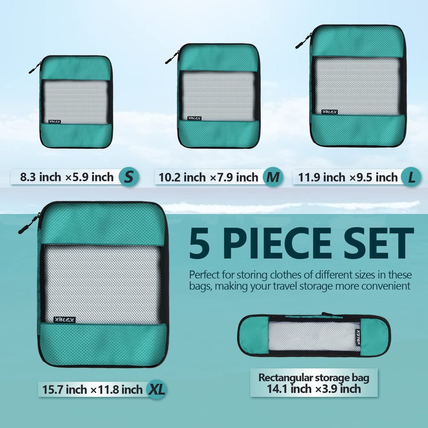 Compression Packing Cubes for Suitcases,5 Set Travel Essentials, Lightweight Luggage Organizer Bags, Travel Cubes for Carry on(Green)