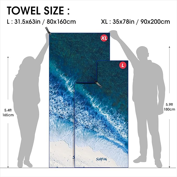4Monster Microfiber Beach Towel Quick Dry,Super Absorbent Lightweight Travel Towel for Swimmers, Sand Free Camping Towel, Beach Towels for Pool,Swim,Water Sports,Yoga