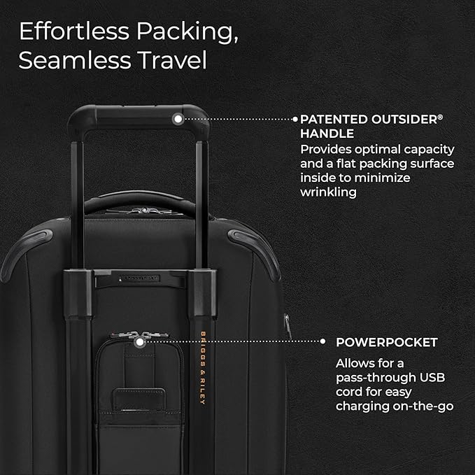 Briggs & Riley Domestic 22" Carry On Expandable Spinner - Luggage for Travel, Suitcases with Wheels, Softside Rolling Bag for Men & Women - ZDX Collection, Black