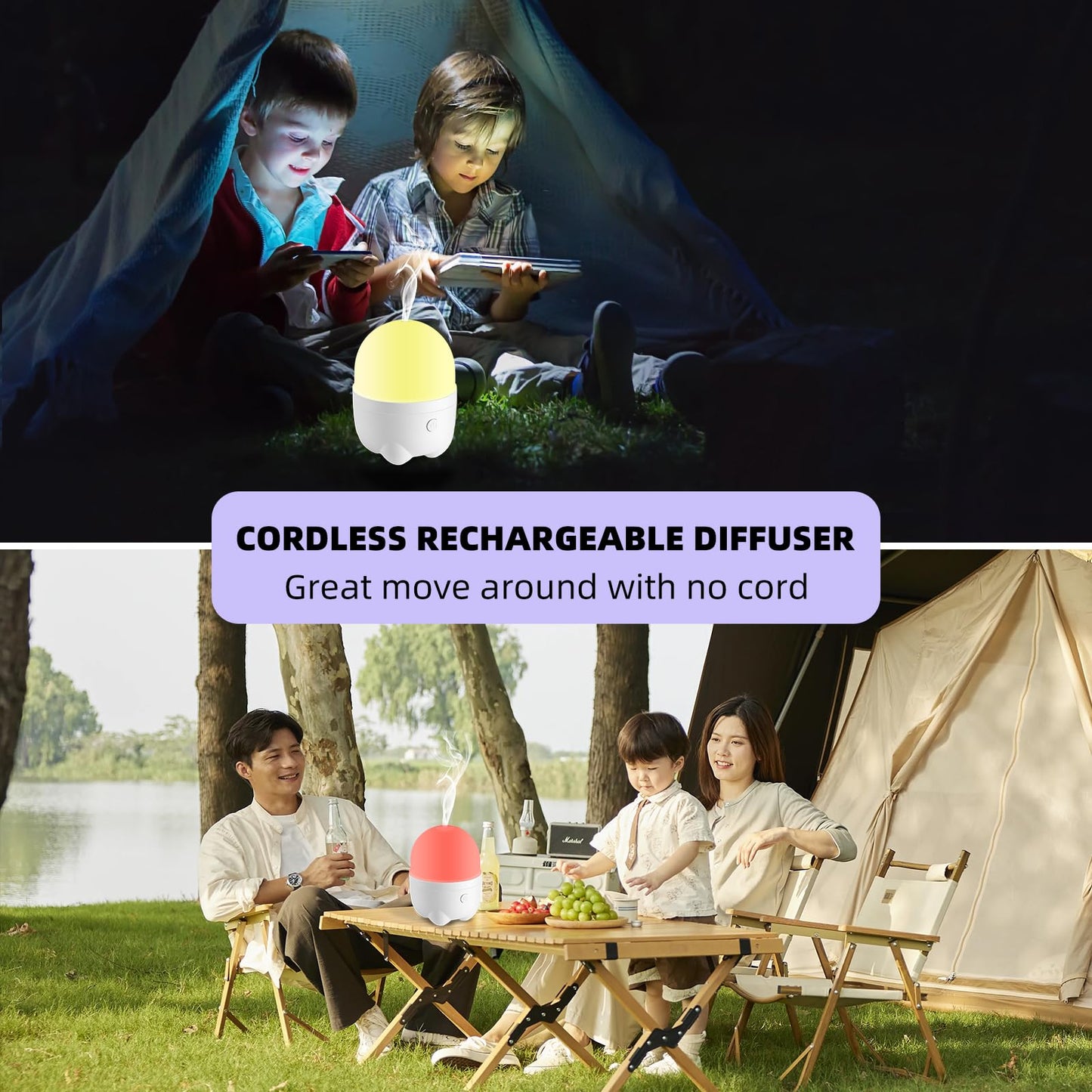 CHOUWEEK Cordless Rechargeable Diffuser for Essential Oil, Battery Operated & Wireless USB Aroma Diffuser Humidfer, Mini Portable Scent Diffuser for Aromatherapy (150ml)