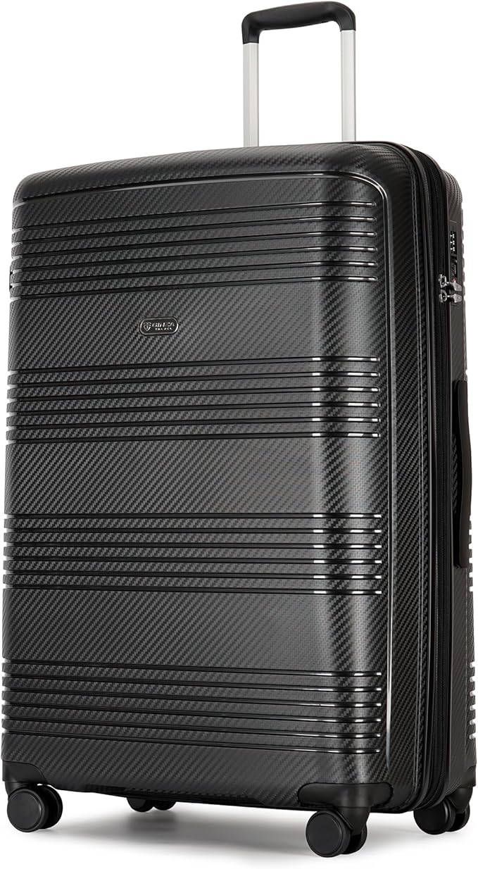 29 Inch Large Checked Luggage Expandable Hard Shell Suitcase with Spinner Wheels TSA Lock for Travel, 29inch, Black