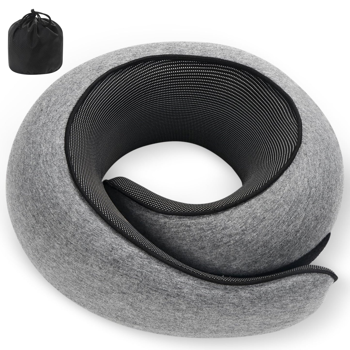 Neck Pillow, Travel Pillow uses Memory Foam to Support Neck Comfort, Ideal Companion for Airplane and car Travel, Compact, Convenient, and Versatile Airplane Sleep Pillow(Gray)