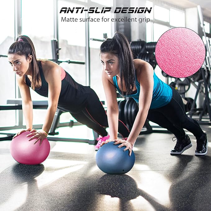 Cikyner Soft Pilates Ball, Small Exercise Ball 9 Inch Mini Gym Ball with Inflatable Straw, Suitable for Pilates, Yoga, Full Body Training, Physical Therapy and Balance improving at Home, Gym & Office