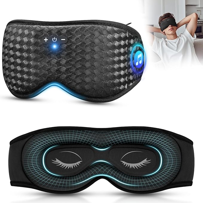 Sleeping Eye Mask with Headphones, Wireless Bluetooth 5.4 Sleep Mask for Men Women, Sleeping Headphones for Side Sleepers, Cool Gadgets Gifts