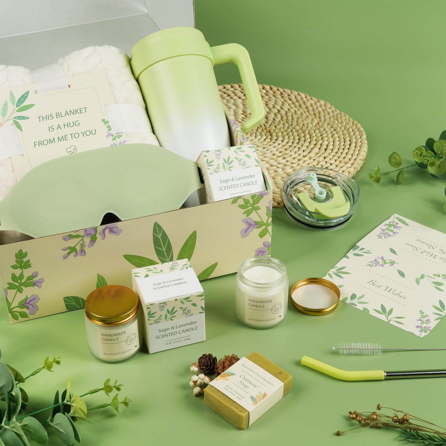 Get Well Gifts for Women – Get Well Soon Gift Baskets for Women, Luxury Self Care Basket with Blanket, 40oz Tumbler, Candle & Soap, Relaxation Package for Her