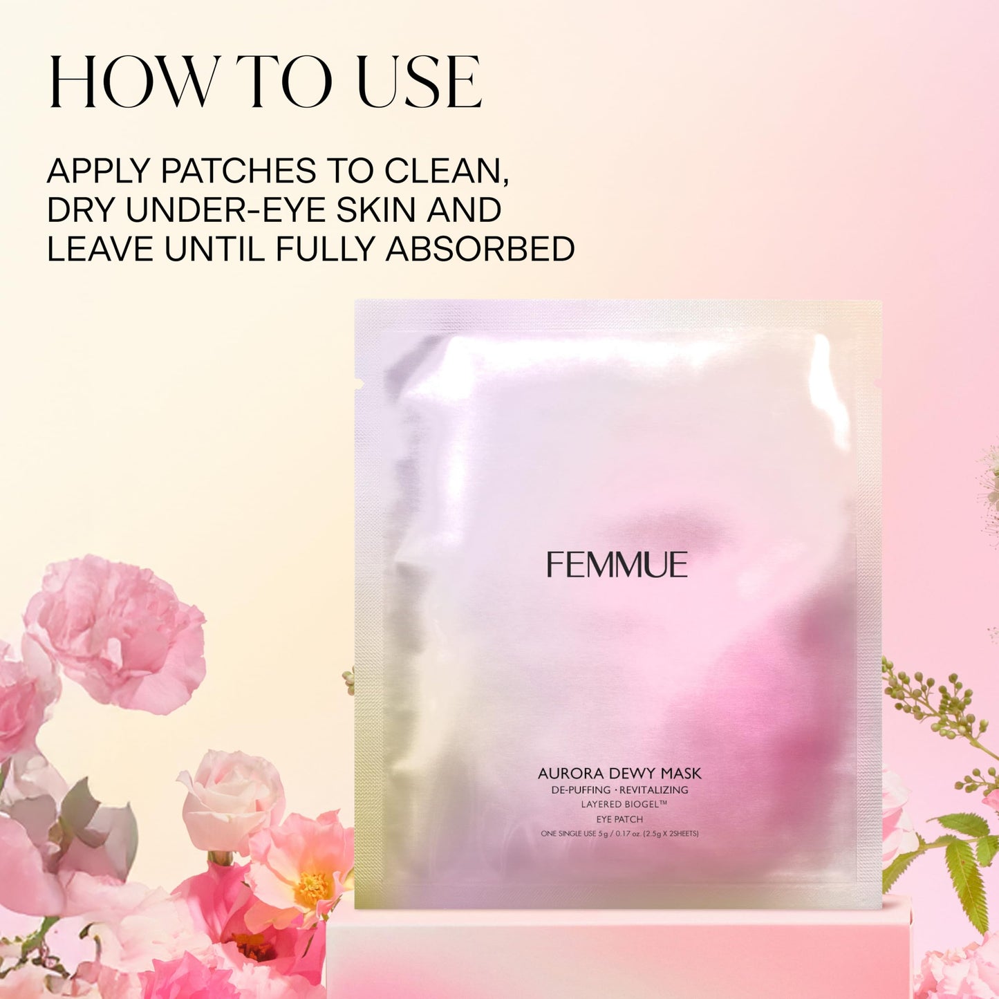 FEMMUE Aurora Dewy Eye Patches (4pk) | Cooling Undereye Mask for Puffy Dark Circles | With Niacinamide & Caffeine for Skin Firming Hydration | Korean Beauty Skincare