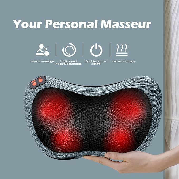Papillon Neck Massager,Shiatsu Electric Back Massager with Heat,Neck Back Pain Relief Gifts for Mom/Dad/Women/Men,Deep Tissue Kneading Massage Pillow for Shoulder,Legs,Foot,Body Muscle Fatigue Relief