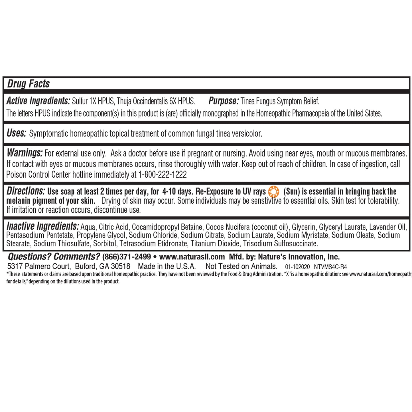 Naturasil Tinea Versicolor Treatment Max-Strength 10x Soap | Antifungal Micronized Sulfur | Stops Tinea, Pityriasis, Candida, Ringworm Jock Itch & Irritation | Fast Acting Adult & Kid Safe | 4 oz Bar